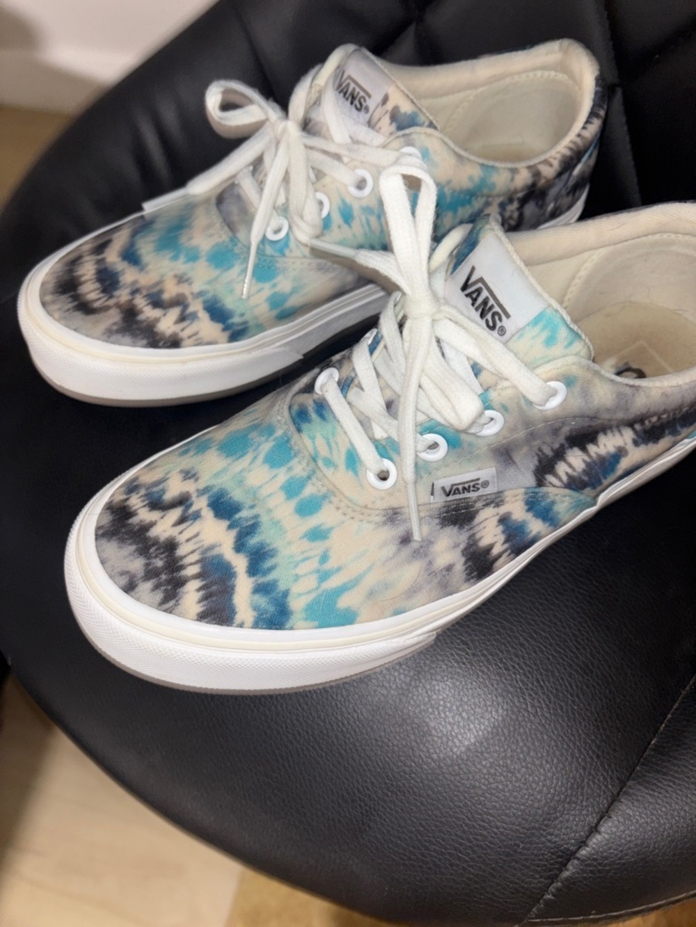 Vans Tie-Dye Canvas Low-Top Sneakers in Blue & Black and white